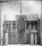 98705 Opstand van de westgevel van de Domkerk (Domplein) te Utrecht volgens het restauratieontwerp van D.F. Slothouwer.